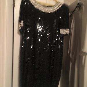 Vintage Evening dress in black/white sequins.